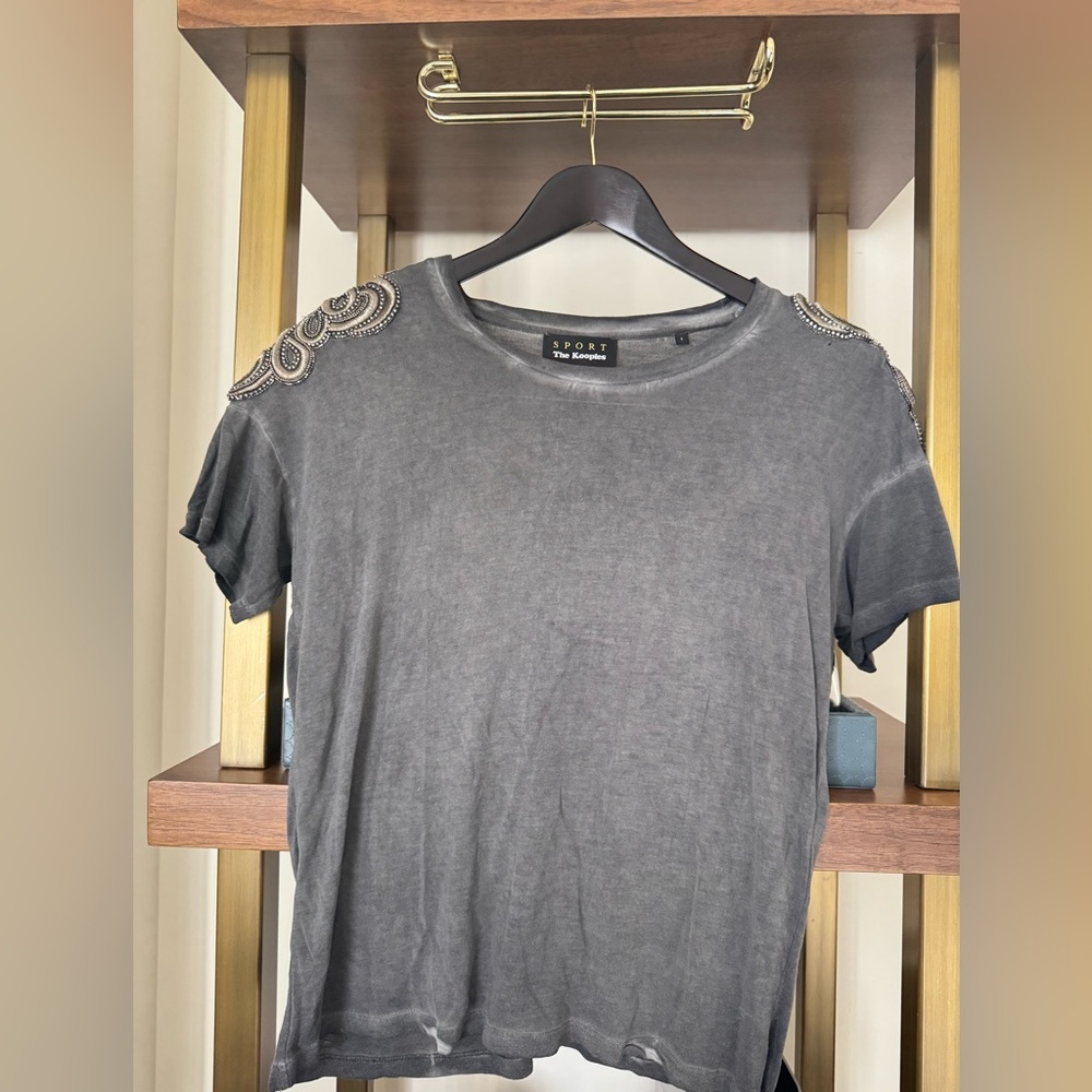 The Kooples Embellished Gray Top